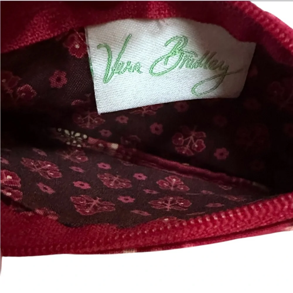 Vera Bradley Mesa Red Zip ID Card Case Coin Purse EUC